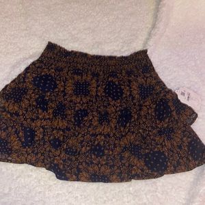 Navy and orange patterned skirt